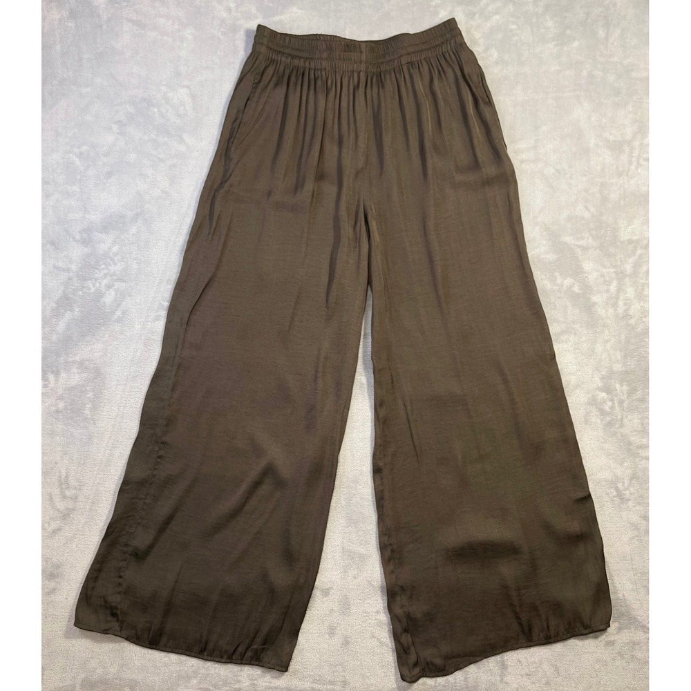 Philosophy Wide Leg Pants Womens Medium Brown Excellent Elastic Waist High Rise